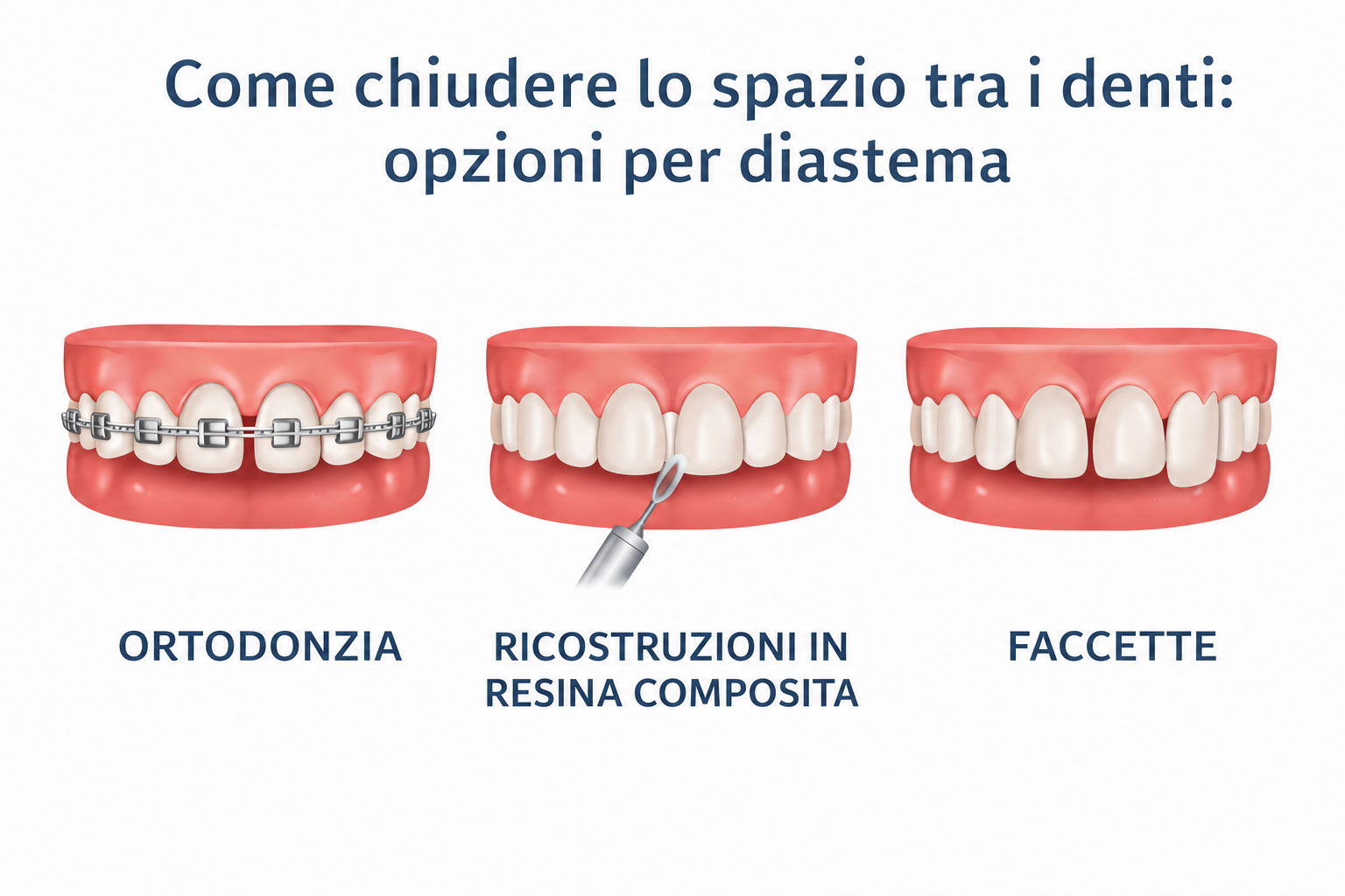 come chiudere lo spazio tra i denti opzioni per diastema